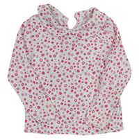 Bílo-růžovo-tmavorůžové květované triko s límečkem St. Bernard