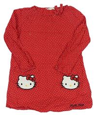 Červeno-bílé puntíkaté plátěné šaty s Kitty H&M