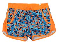 Oranžovo-modré vzorované sportovní šusťákové kraťasy H&M