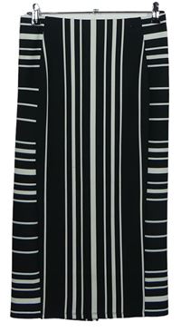 Dámská černo-bílá pruhovaná midi sukně M&S