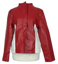 Dámská červeno-bílá koženková bunda 