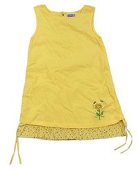 Žluté plátěné šaty s kytičkou Topolino