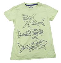 Neonově zelené tričko se žraloky Bluezoo