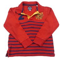 Červeno-tmavomodré pruhované polo triko s výšivkou Joules