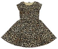 Béžovo-černé šaty s leopardím vzorem E-Vie