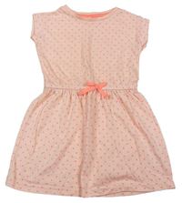 Růžové puntíkované bavlněné šaty 