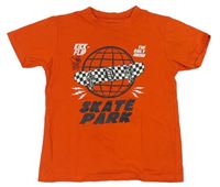 Oranžové tričko s potiskem s nápisy Primark