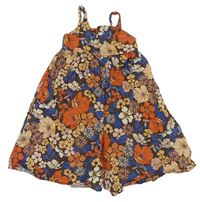 Hnědo-barevný květovaný sukňový kraťasový overal Next