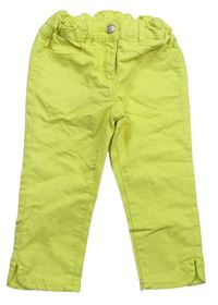 Žluté plátěné capri kalhoty