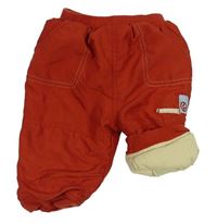 Červené šusťákové zateplené kalhoty s nášivkou C&A