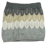 Tmavošedo-béžovo-šedá pletená sukně s listy H&M