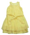 Žluté plisované šifonové šaty s páskem C&A