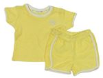 2set- žluté froté tričko s výšivkou+ kraťasy Primark