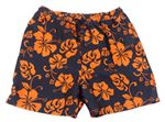 Tmavomodro-oranžové květované plážové kraťasy Next