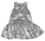 Fialovo-stříbrné vzorované šaty 