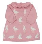 Růžové svetrové šaty s králíčky a límečkem Nutmeg