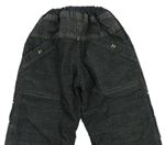 Antracitové riflovo/manšestrové zateplené cargo kalhoty