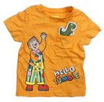 Oranžové tričko s klaunem a dinosaurem Nutmeg