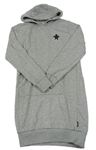Šedé melírované teplákové šaty s kapucí a hvězdou