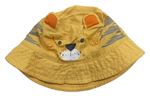 Okrový plátěný podšitý klobouk s tygrem 