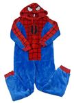 Modro-červená plyšová kombinéza s pavoukem a kapucí - Spider-man C&A
