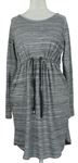 Dámské šedé melírované úpletové těhotenské šaty se stahováním H&M
