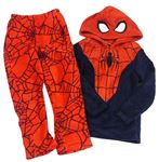 2set - Tmavomodro-červená chlupatá mikina s kapucí + domácí kalhoty - Spider-man Marvel