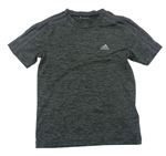 Tmavošedo-černé melírované funkční sportovní tričko Adidas