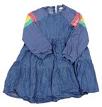 Modro-barevné riflovo/teplákové šaty s pruhy Next