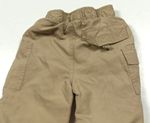 Béžové šusťákové oteplené kalhoty s kapsami 