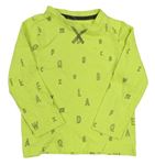 Neonově zelené triko s písmeny 