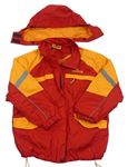Červeno-oranžová šusťáková jarní bunda s kapucí 