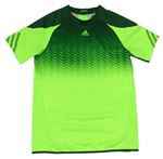 Neonově zeleno-zelené sportovní funkční tričko s logem Adidas
