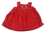Červené manšestrové šaty s kytičkami Nutmeg