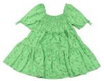 Zelené květované lehké šaty se žabičkováním Next