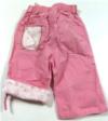 Růžové plátěné roll up kalhoty s kytičkami zn Adams
