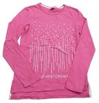 Růžové triko s pruhy a hvězdičkami s nápisy S. Oliver