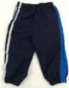 Tmavomodro-modré šusťákové kalhoty s nápisem zn. Lonsdale