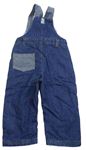 Modré laclové riflové podšité kalhoty s výšivkou zn. Topolino
