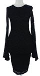 Dámské černé krajkové šaty s rozšířenými rukávy H&M