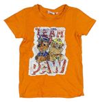 Oranžové tričko s překlápěcími flitry - Paw Patrol Nickelodeon
