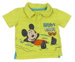 Žluté polo tričko s Mickey mousem a nápisy  