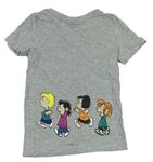 Šedé melírované tričko se Snoopym a dětmi