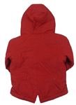Červená šusťáková zateplená bunda s kapucí s kožíškem zn. Next