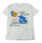 Bílé tričko s nápisy a delfíny 