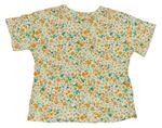 Béžovo-oranžovo-zelené květované oversize tričko Next