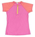 Růžovo-neonově korálové UV tričko