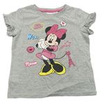 Šedé tričko s Minnie a volány Disney
