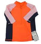 Neonově oranžovo-růžovo-tmavomodré UV triko Tu