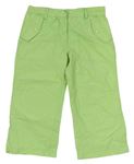 Zelené plátěné capri kalhoty 